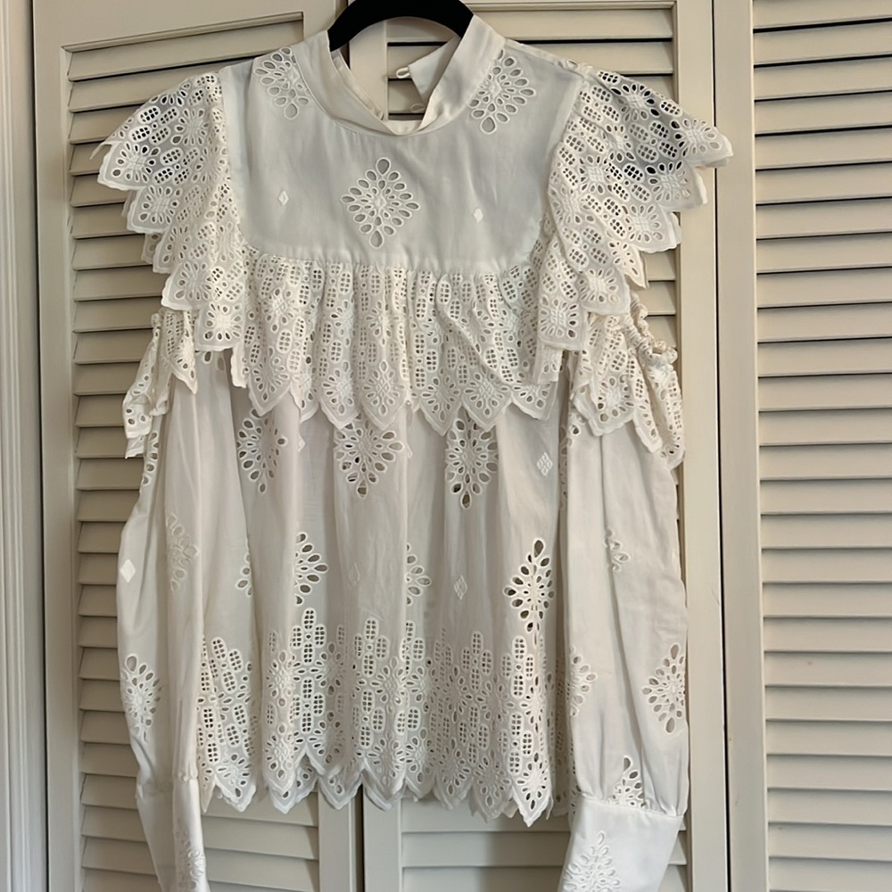 Sea New York, white, beautiful lace blouse with so much details - Picture 3 of 6